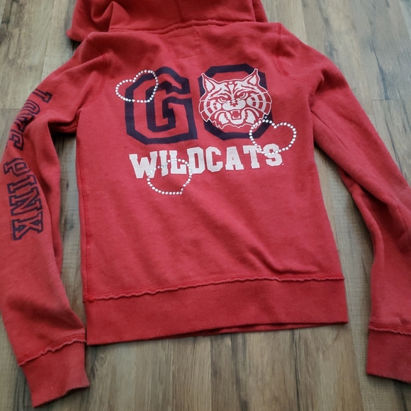 Pink Victoria Secret VS XS red collegiate collection hoodie U of A wildcats AZ - Picture 3 of 7